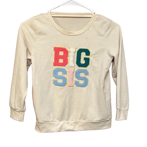 Big Sis Sewn Letters Multicolor Kids Sweatshirt.  Kids 7